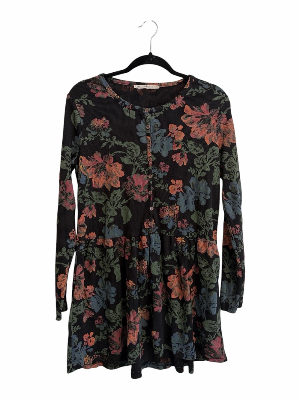 Peruvian Connection Stencil Flower Thermal Tunic Size M - Picture 3 of 5